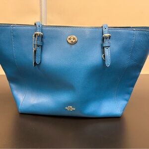 Coach Blue Turnlock Tote Bag